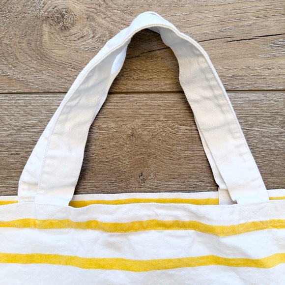 Loft "Meet Me In Capri" Bag Yellow and White striped cotton canvas Tote Bag - Picture 8 of 8